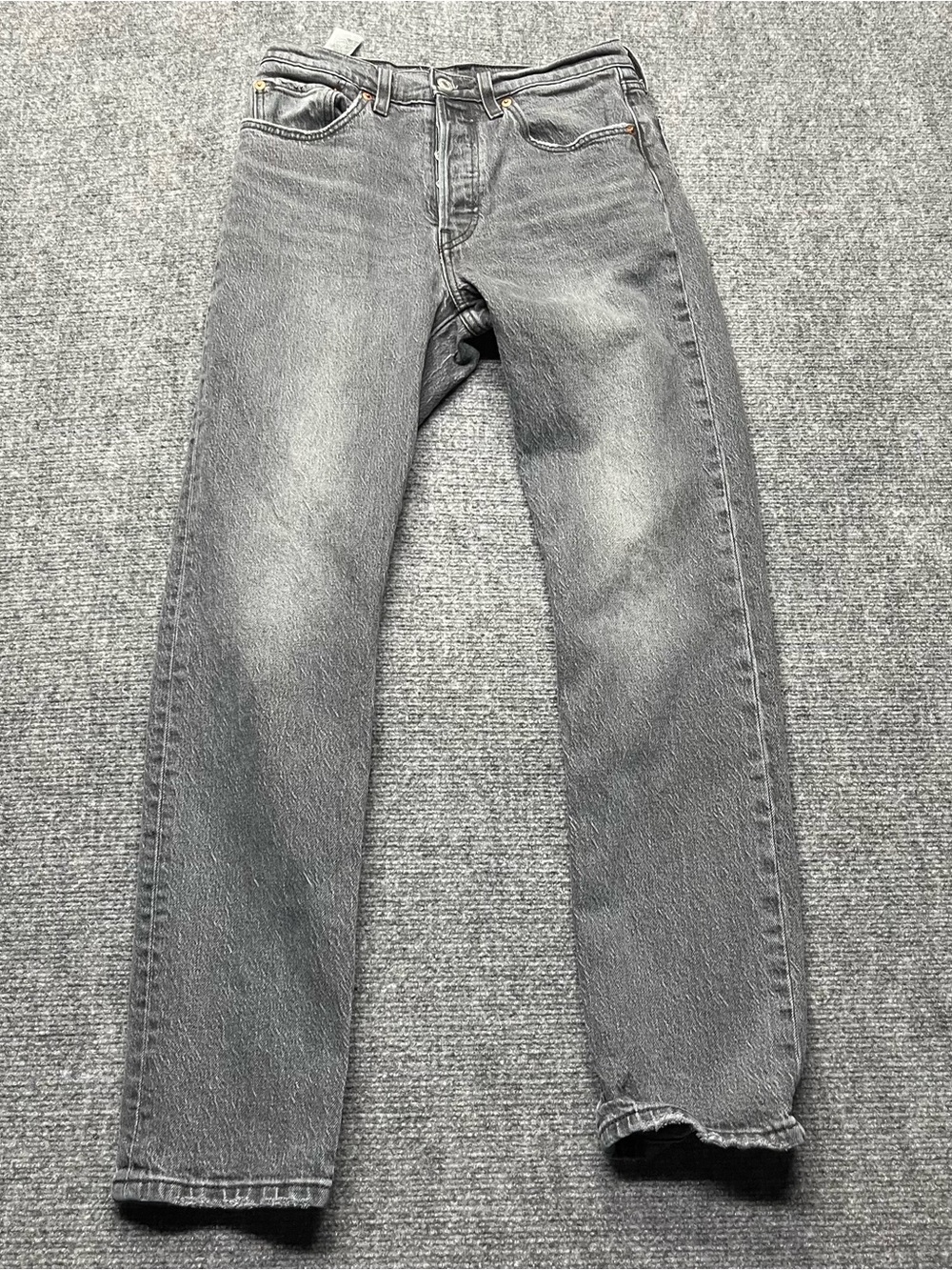 Levis Premium 501 Jeans Womens 26x30 Black Straight Button Fly Big E